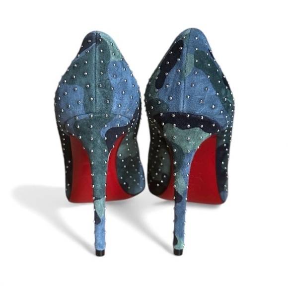 Christian Louboutin Kate 100mm Plume stud camo heels RETAIL 995 - Picture 7 of 9